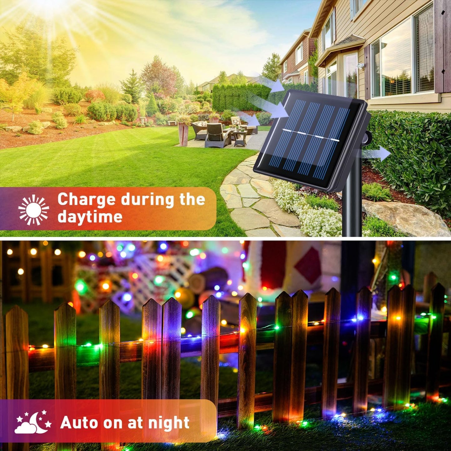 Illuminate with Solar String Lights 20M 200 LED Fairy Lights Multicolor