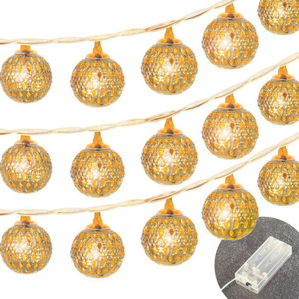 Moroccan Globe LED Fairy String Lights 10Ft 20 LED - Prime Star Plus Inc.