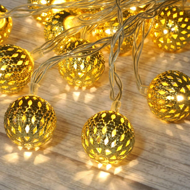 Moroccan Globe LED Fairy String Lights 10Ft 20 LED - Prime Star Plus Inc.