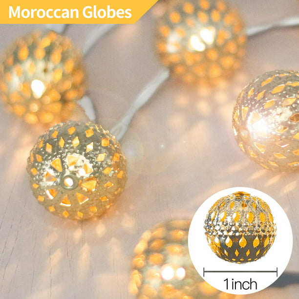 Moroccan Globe LED Fairy String Lights 10Ft 20 LED - Prime Star Plus Inc.