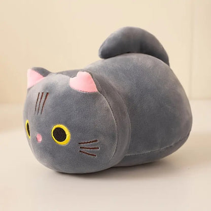 9.84" Mushroom Bear Cartoon Cat Plush Toy – Soft Stuffed Kitten in White, Black, Orange & Gray – Cute Gift for Kids