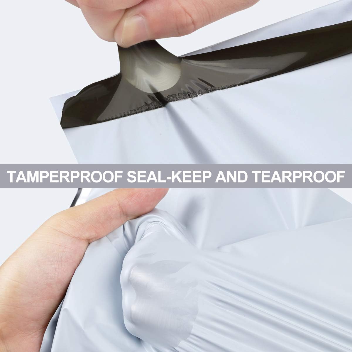 100 Poly Mailers Self-Sealing Shipping Bags for Small Business, White, Waterproof & Thick