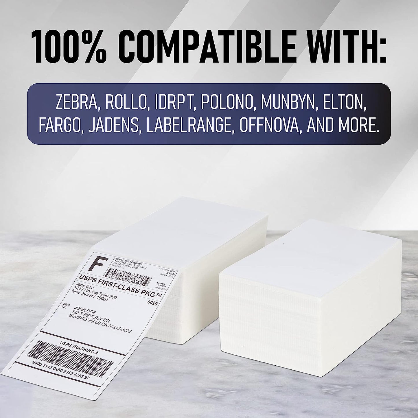 500 4x6 Fanfold Direct Thermal Shipping ups Labels for Zebra & Rollo Printers. thermal label