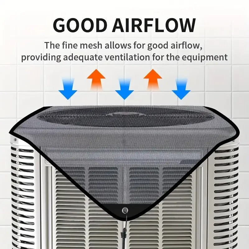 1-Pack Premium Outdoor Air Conditioner Cover – Waterproof, Windproof, Dustproof – White Unit with Black Mesh