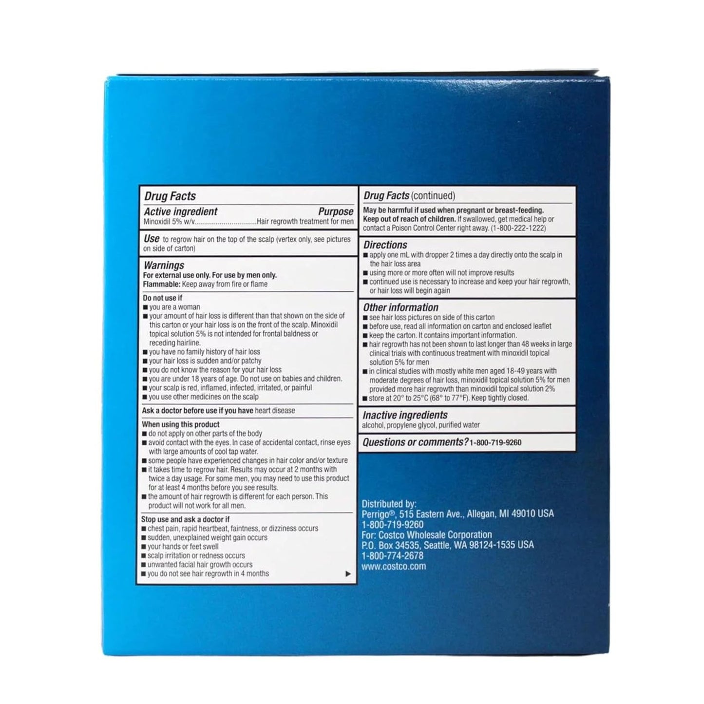 Kirkland Signature 5% Minoxidil Hair Regrowth Treatment for Men – 1 Month Supply