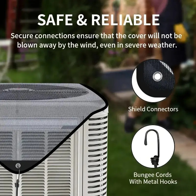 1-Pack Premium Outdoor Air Conditioner Cover – Waterproof, Windproof, Dustproof – White Unit with Black Mesh