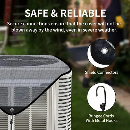 1-Pack Premium Outdoor Air Conditioner Cover – Waterproof, Windproof, Dustproof – White Unit with Black Mesh