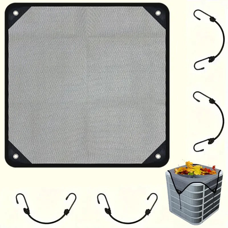 1-Pack Premium Outdoor Air Conditioner Cover – Waterproof, Windproof, Dustproof – White Unit with Black Mesh