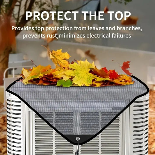 1-Pack Premium Outdoor Air Conditioner Cover – Waterproof, Windproof, Dustproof – White Unit with Black Mesh