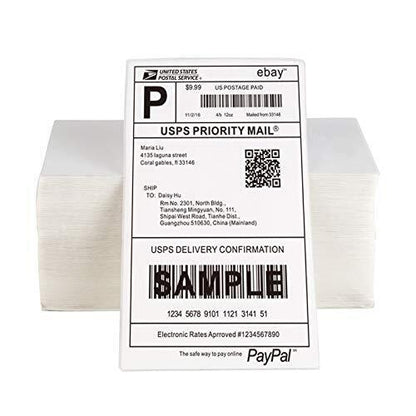500 4x6 Fanfold Direct Thermal Shipping ups Labels for Zebra & Rollo Printers. thermal label