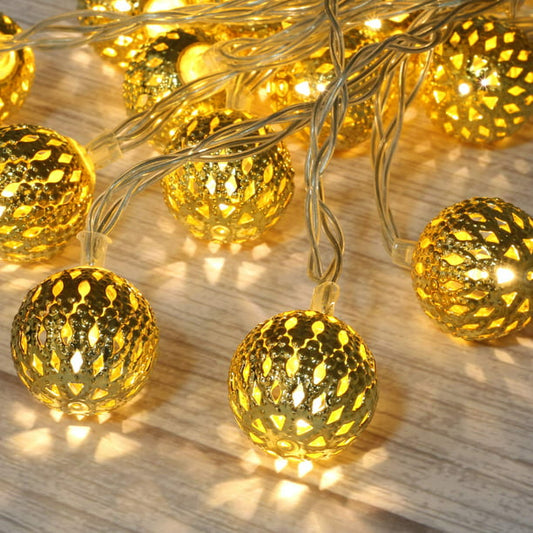 Moroccan Globe LED Fairy String Lights 10Ft 20 LED - Prime Star Plus Inc.
